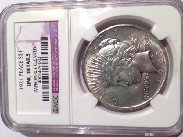 Improperly-Cleaned-1921-Peace-Dollar,-Unc-Details-Questions